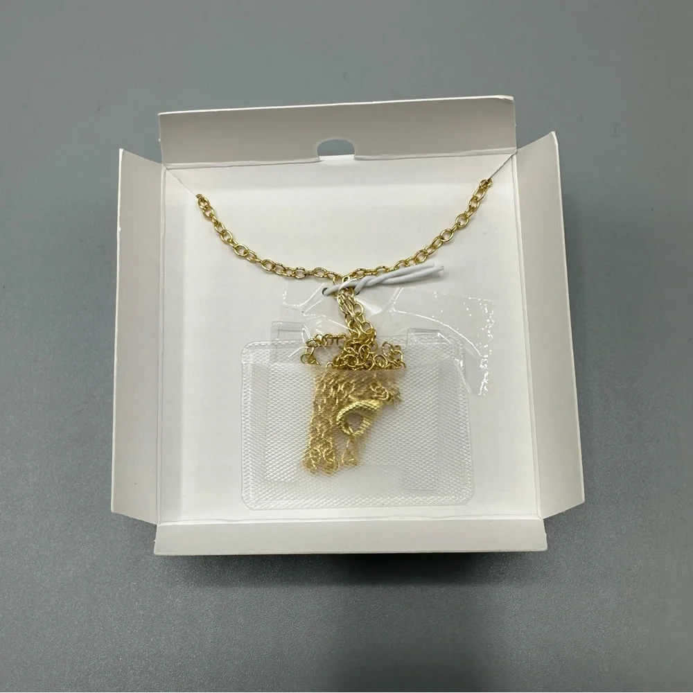 Disney Lilo and Stitch Yellow Gold Flash Plated Dancing Stitch Pendant Necklace